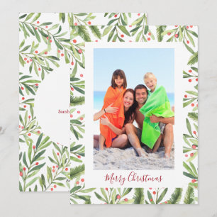 Cartes Pour Fêtes Annuelles Photo de Noël Holly et Berries