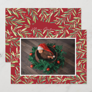 Cartes Pour Fêtes Annuelles Photo de Noël Holly et Berries