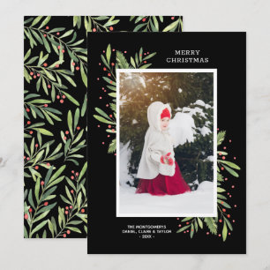 Cartes Pour Fêtes Annuelles Photo de Noël Holly et Berries