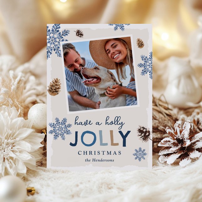 Cartes Pour Fêtes Annuelles Photo de Noël Holly Jolly (Créateur téléchargé)