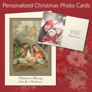 Cartes Pour Fêtes Annuelles Photo de Noël Jésus Vierge Marie St Joseph