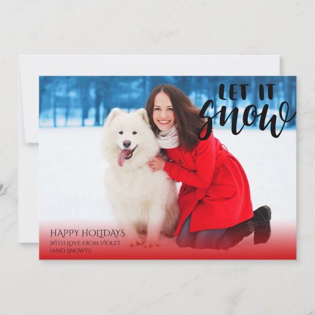 Cartes Pour Fêtes Annuelles Photo de Noël Laisser la neige Brassage Script (Devant)