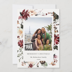 Cartes Pour Fêtes Annuelles Photo de Noël le plus joyeux avec Poinsettia Flora