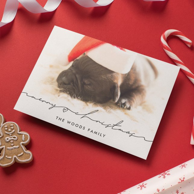 Cartes Pour Fêtes Annuelles Photo de Noël manuscrite moderne Joyeux (Créateur téléchargé)
