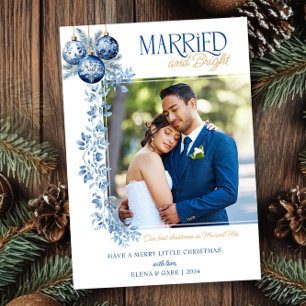 Cartes Pour Fêtes Annuelles Photo de Noël mariée et bleu vif