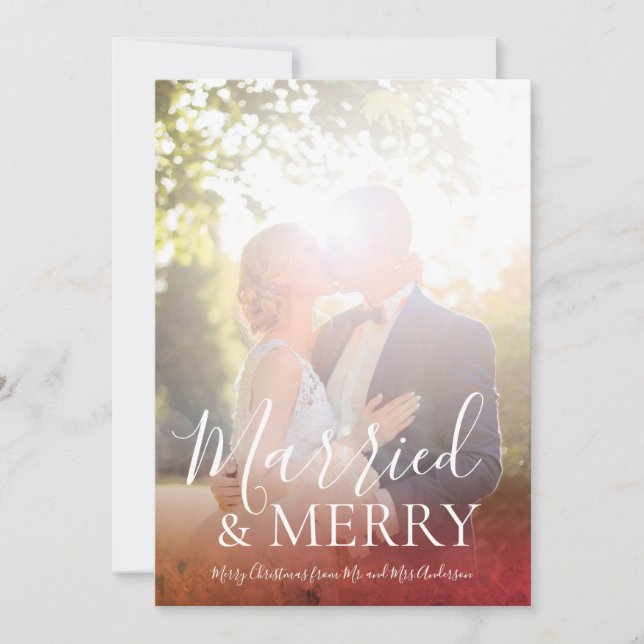 Cartes Pour Fêtes Annuelles Photo de Noël mariée et joyeuse (Devant)