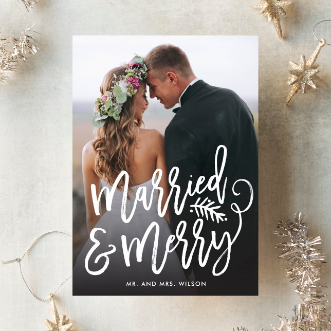 Cartes Pour Fêtes Annuelles Photo de Noël mariée et mariée (Créateur téléchargé)