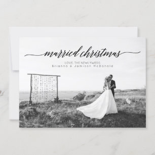 Cartes Pour Fêtes Annuelles Photo de Noël mariée   Noir