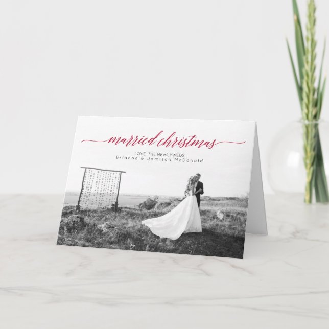 Cartes Pour Fêtes Annuelles Photo de Noël mariée nouvellement mariée repliée (Devant)