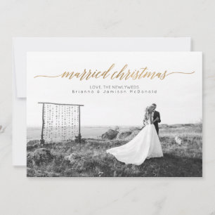 Cartes Pour Fêtes Annuelles Photo de Noël mariée   Or