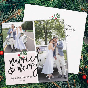 Cartes Pour Fêtes Annuelles Photo de Noël "Mariés et joyeux Noël"
