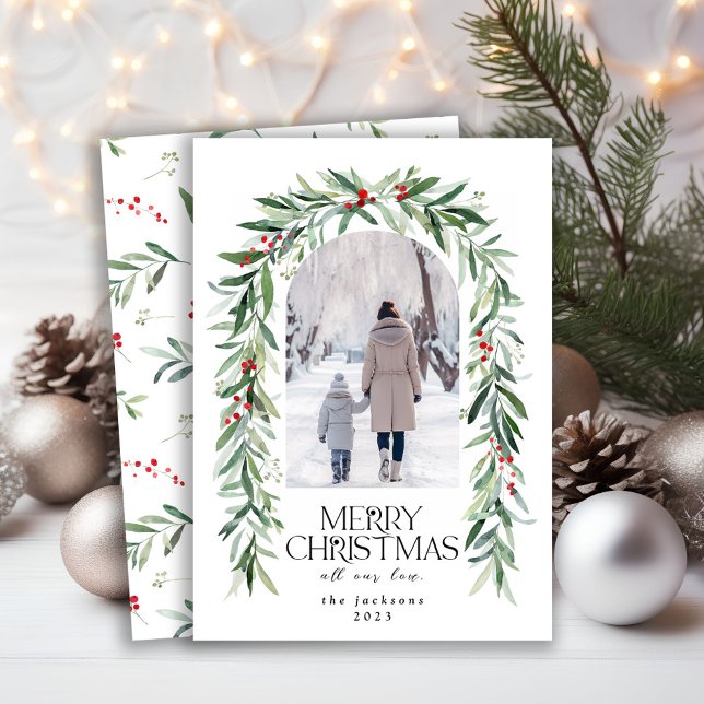 Cartes Pour Fêtes Annuelles Photo de Noël Mistletoe Rustic Holiday Card (Créateur téléchargé)