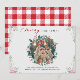 Cartes Pour Fêtes Annuelles Photo de Noël moderne Berries en plastique élégant
