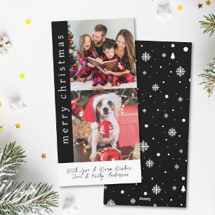 Cartes Pour Fêtes Annuelles Photo de Noël moderne Black and White Snowflake