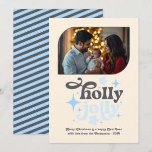 Cartes Pour Fêtes Annuelles Photo de Noël moderne bleu matin givré