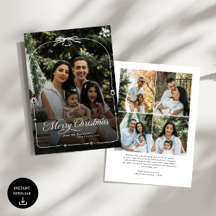 Cartes Pour Fêtes Annuelles Photo de Noël moderne Bow Joyeux