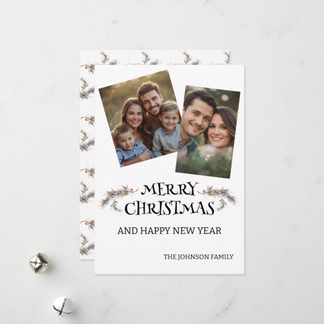 Cartes Pour Fêtes Annuelles Photo de Noël moderne et élégante Personnalisée (Devant/Arrière en situation)