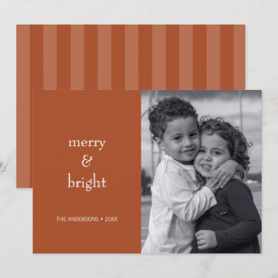 Cartes Pour Fêtes Annuelles Photo de Noël moderne Merry & Bright Terracotta