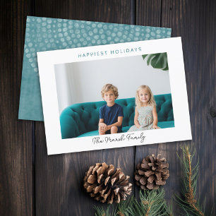 Cartes Pour Fêtes Annuelles Photo de Noël moderne points frontière blanche Hap