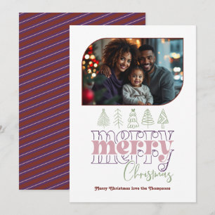 Cartes Pour Fêtes Annuelles Photo de Noël moderne rétro à baies givrés