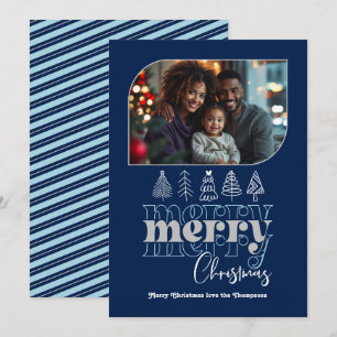 Cartes Pour Fêtes Annuelles Photo de Noël moderne rétro doodle nordique