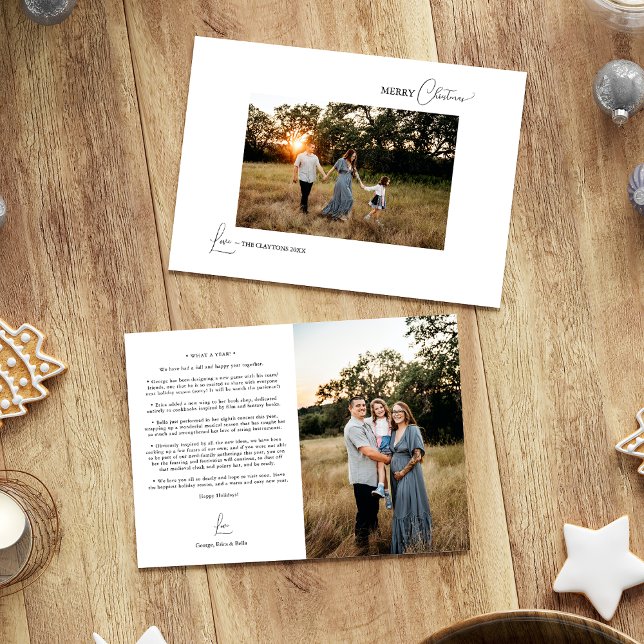 Cartes Pour Fêtes Annuelles Photo de Noël moderne simple blanc et lettre (Créateur téléchargé)