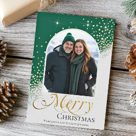Cartes Pour Fêtes Annuelles Photo de Noël moderne, verte et blanche