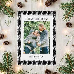 Cartes Pour Fêtes Annuelles Photo de Noël noir et blanc à carreaux