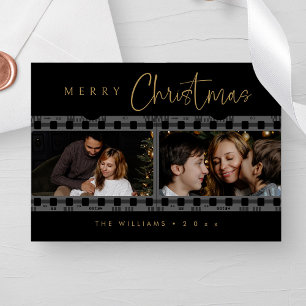 Cartes Pour Fêtes Annuelles Photo de Noël noir et or unique