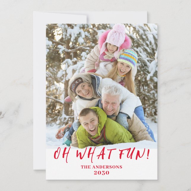 Cartes Pour Fêtes Annuelles Photo de Noël Oh What Fun (Devant)