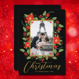 Cartes Pour Fêtes Annuelles Photo de Noël Poinsettia