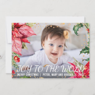 Cartes Pour Fêtes Annuelles Photo de Noël Poinsettia Gold Splash