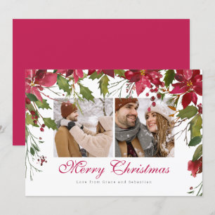 Cartes Pour Fêtes Annuelles Photo de Noël Poinsettia personnalisée