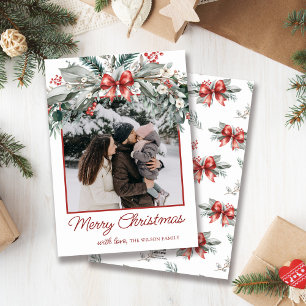 Cartes Pour Fêtes Annuelles Photo de Noël Red Bow