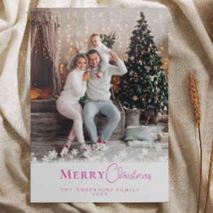 Cartes Pour Fêtes Annuelles Photo de Noël rose moderne