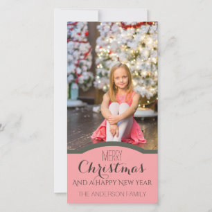 Cartes Pour Fêtes Annuelles Photo de Noël rose simple