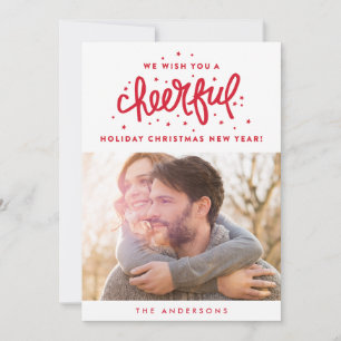 Cartes Pour Fêtes Annuelles Photo de Noël rouge joyeux