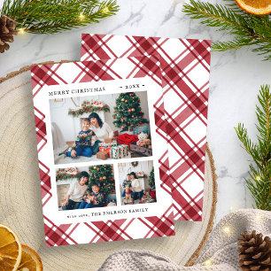 Cartes Pour Fêtes Annuelles Photo de Noël Rouge Plaid