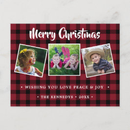 Cartes Pour Fêtes Annuelles Photo de Noël Russe Rouge Plaid