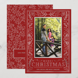 Cartes Pour Fêtes Annuelles Photo de Noël Silver Greenery