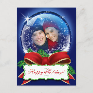 Cartes Pour Fêtes Annuelles Photo de Noël Snowglobe