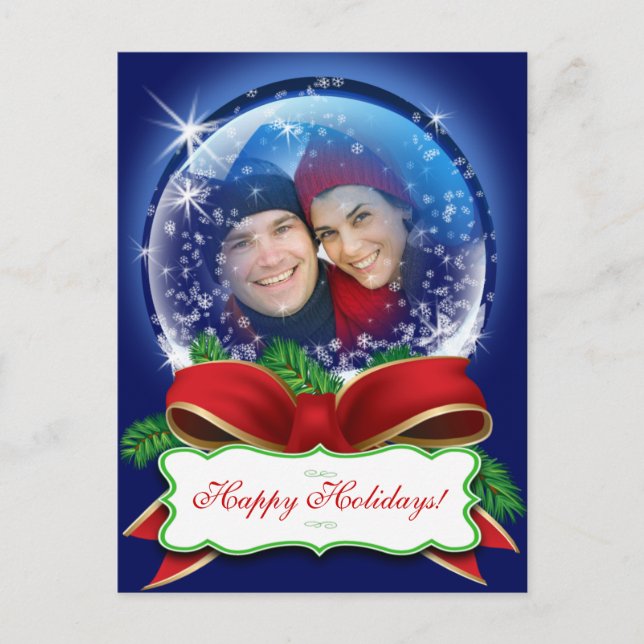 Cartes Pour Fêtes Annuelles Photo de Noël Snowglobe (Devant)