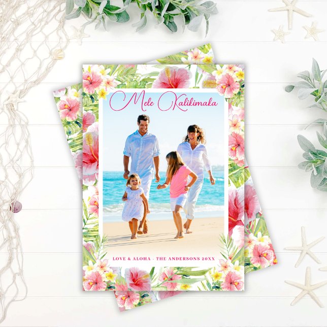Cartes Pour Fêtes Annuelles Photo de Noël tropical de Mele Kalikimaka (Créateur téléchargé)
