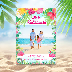 Cartes Pour Fêtes Annuelles Photo de Noël Tropical Mele Kalikimaka