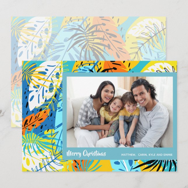 Cartes Pour Fêtes Annuelles Photo de Noël tropicale (Devant / Derrière)