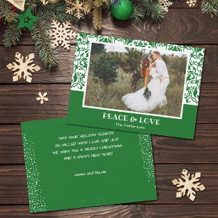 Cartes Pour Fêtes Annuelles Photo de Noël vert et blanc