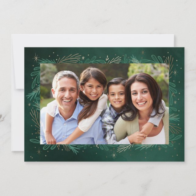 Cartes Pour Fêtes Annuelles Photo de Noël vert moderne (Devant)