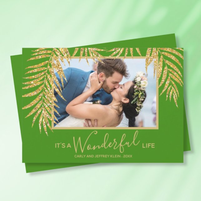 Cartes Pour Fêtes Annuelles Photo de Noël verte de Palm Frères (Créateur téléchargé)