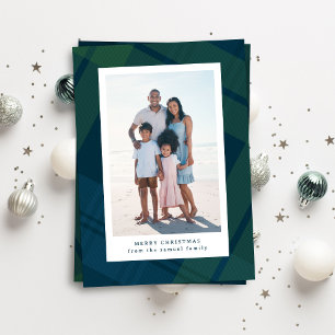 Cartes Pour Fêtes Annuelles Photo de Noël verticale simple à carreaux classiqu