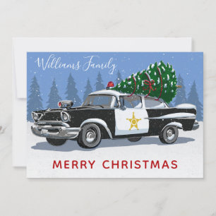 Cartes Pour Fêtes Annuelles Photo de Noël Vintage de la police Arbre de voitur